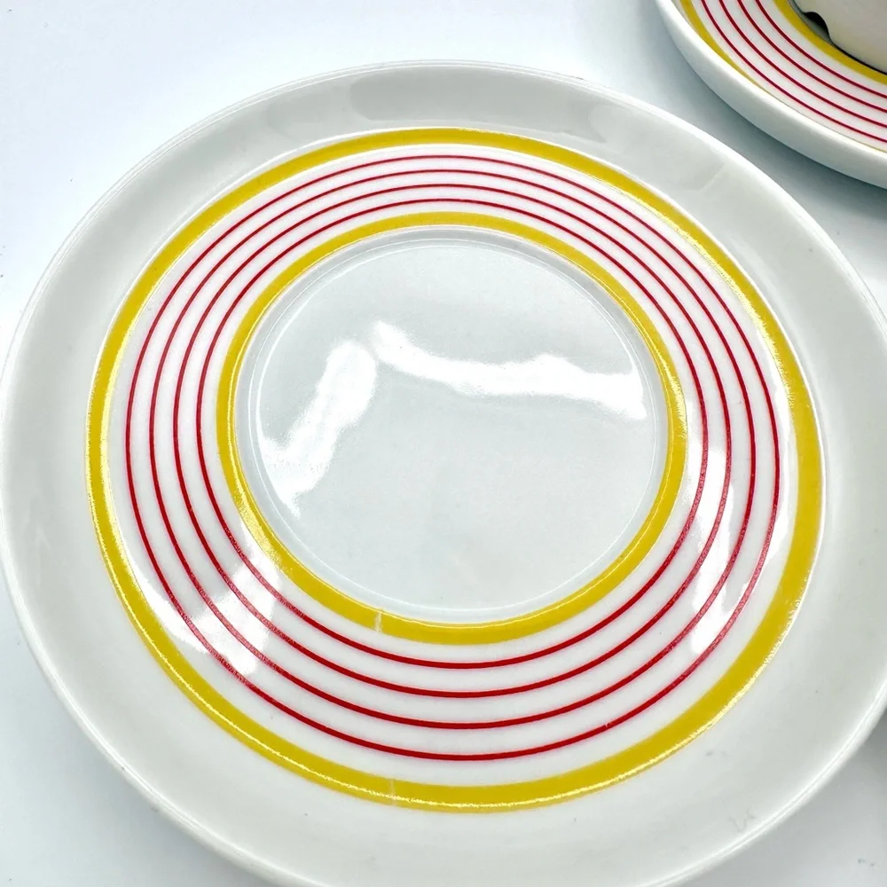Vintage Retro IKEA Striped Tea Cups and Saucers